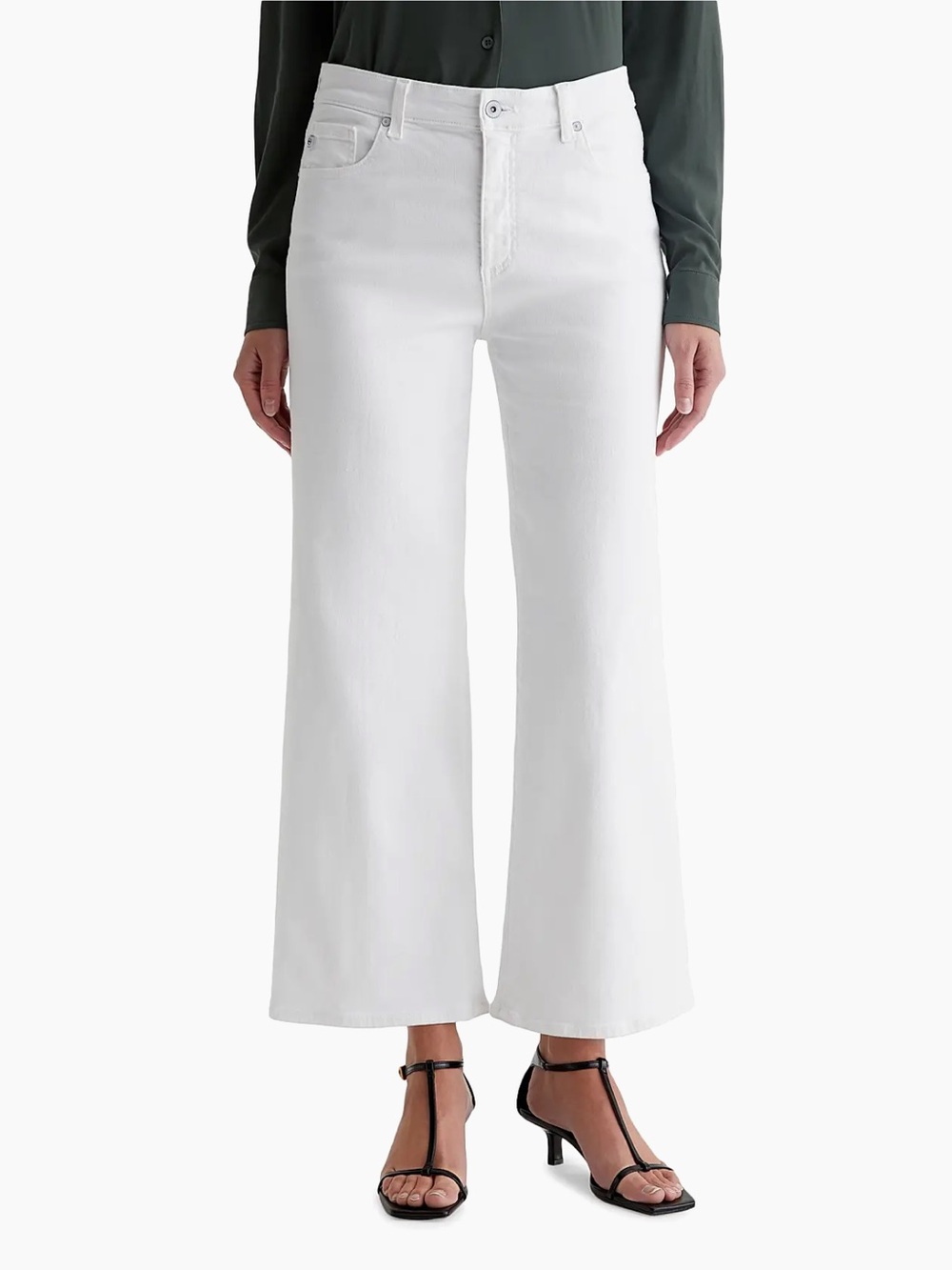 AG Saige Wide Leg Crop White Jeans